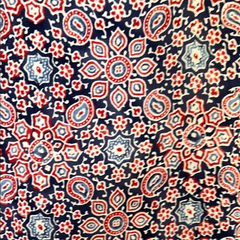 Flirty Little  Knee Length Skirt With Flounce M In Red And Blue Geometric Print - Picture 2 of 5